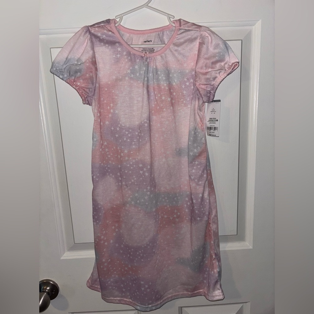 6-7 Girls Carter's Pink and Purple Starry Nightgown